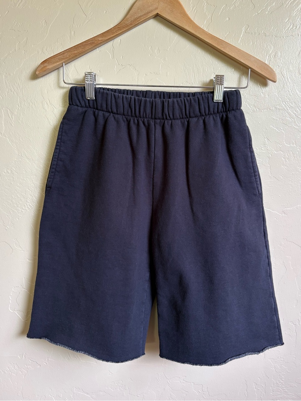 Brandy Melville Navy Blue Rosa Cut Off Long Sweatpants Shorts Sweats Beach Bum